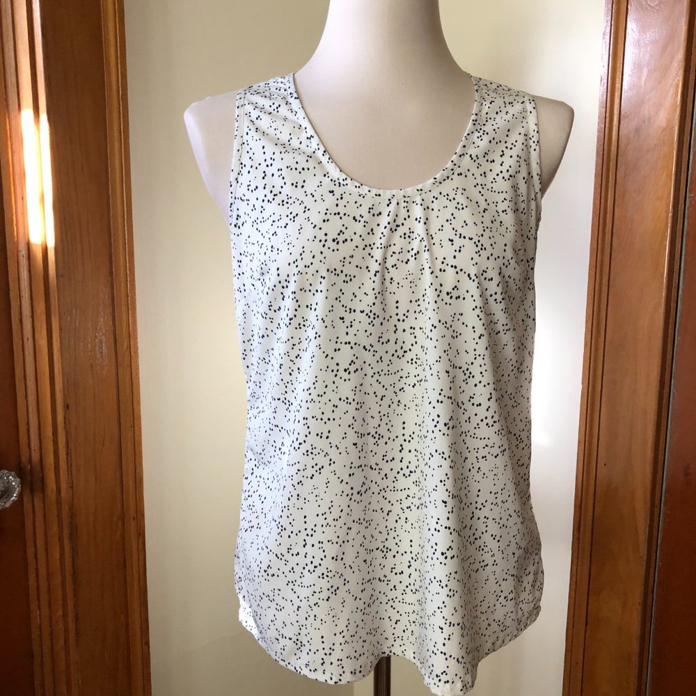 Banana Republic Sleeveless Top, Off-White with Black Polk-Dots